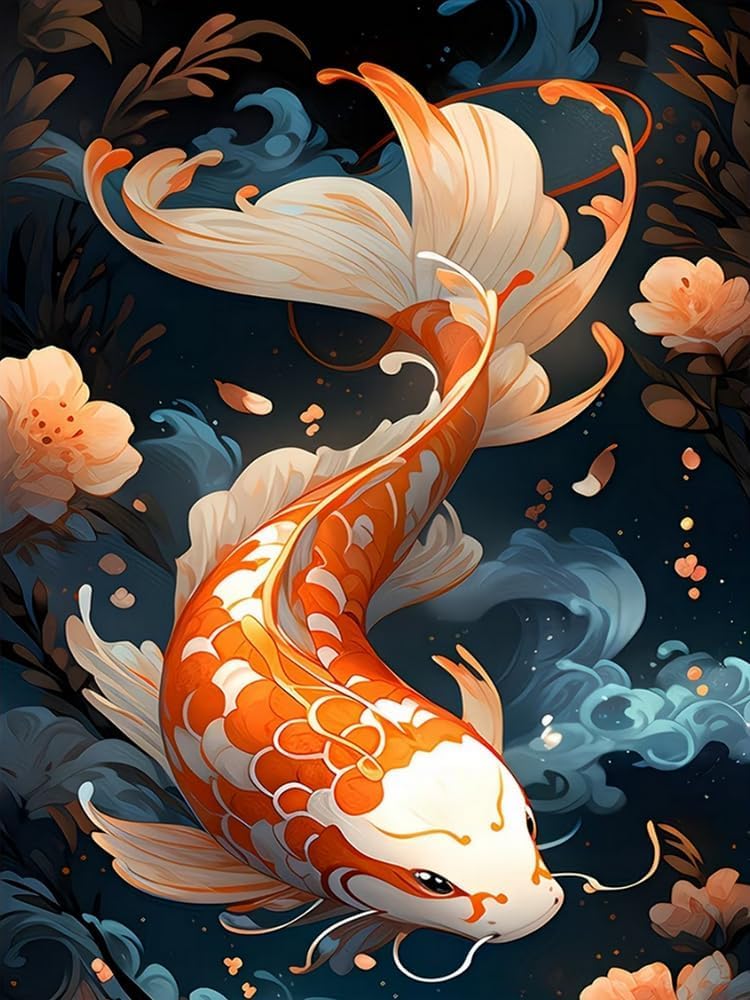 NAHUIGOOD Cross Stitch Kit，– 11Ct Stamped Embroidery Set for Adults & Beginners, Needlepoint Pattern, DIY Art for Home Decor & Gifts Koi11Ct40X50Cm