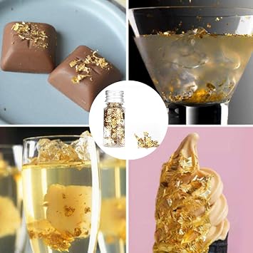 Edible Gold Leaf Sheets, 2Pcs Multifunction Bottled Decorative Gold Foil Paper for Cooking, Cakes & Chocolates, Decoration, Health & Spa