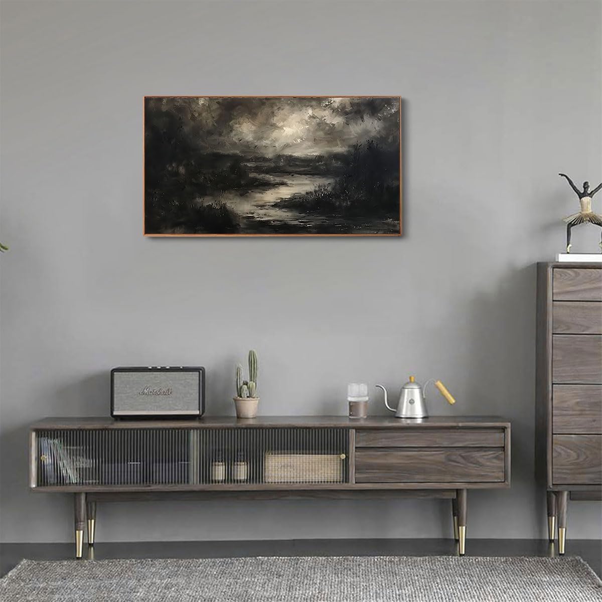 ILLBDR Framed Large Wall Art Moody Wall Decor Dark academia Wall Art Nature Landscape Painting Print Rustic Farmhouse Picture for Living Room Bedroom Office 24"x48"