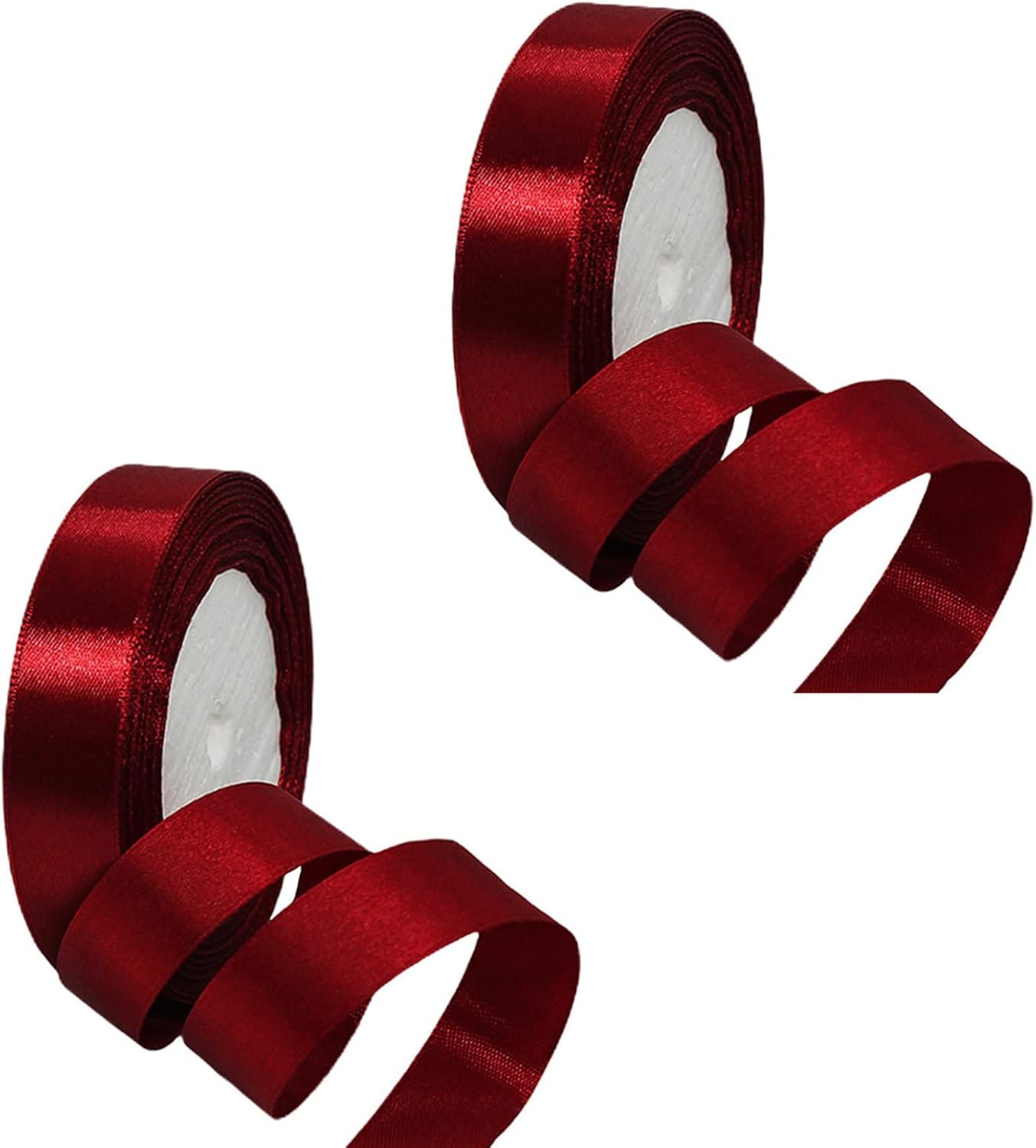 2 Rolls Burgundy Red Ribbon 20mm for Gift Wrapping 22M, Double Sided