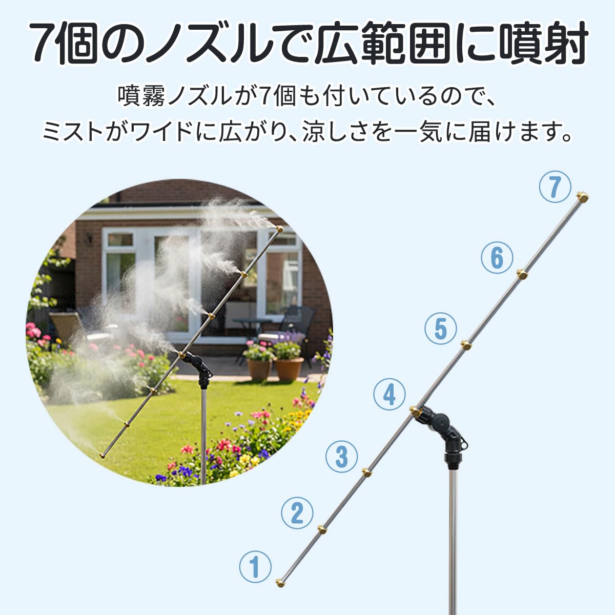 FIELDDOOR ミストシャワー 　　　　　　　　スタンド付き ノズル7個 Amazon.co.jp: FIELDOOR ミストシャワー スタンド付き ノズル7個 高さ