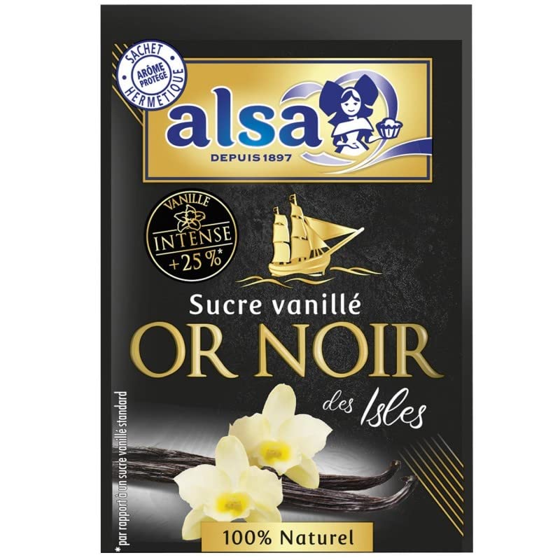 Pâtisseries et desserts ALSA - Sucre Vanille Or Noir Des Isles - Saveur exotique - 40g de plaisir sucré pour vos desserts maison. - Lot De 4 - Vendu Par Lot