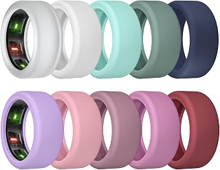 sylacor 10 Pack Ring Cover Compatible with Oura Ring Gen 4/Ceramic, Oura Ring Gen 3, Anti-Scratch Elastic Silicone Oura Ring Protector Case for Men Women Working Out Gym (10Collors-1, S (6/7/8/9/10))