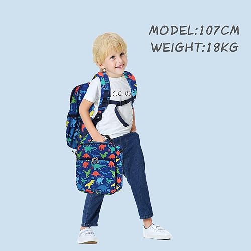 Miniatura 7 de RAVUO Lonchera para niños, lonchera aislada grande reutilizable con correa de hombro desmontable, resistente al agua, térmica para el almuerzo