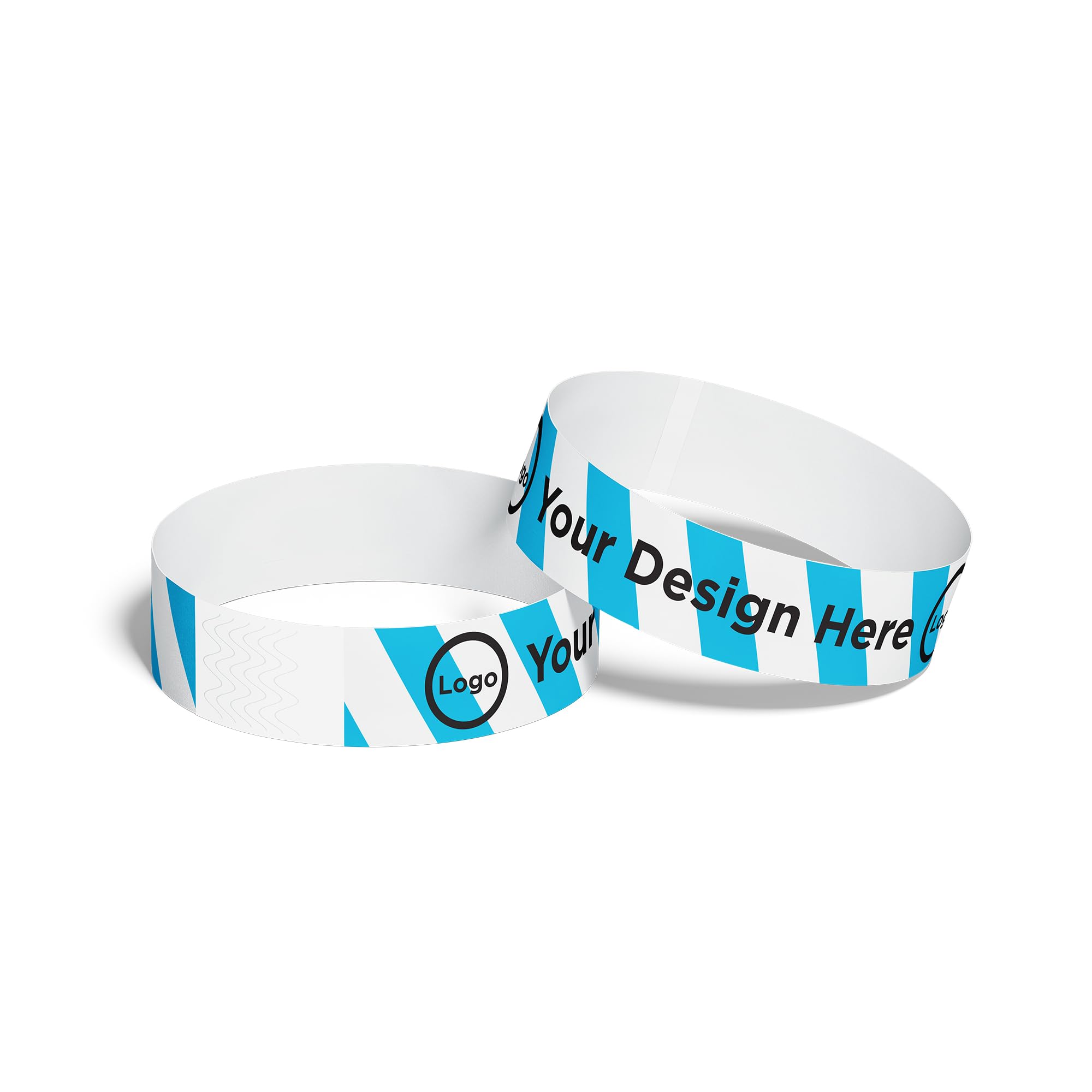 ID&C Printed Striped Tyvek Paper Event Wristbands – 1000 Numbered Tamper Proof Security Wristbands for Events, Entry & Festivals – Neon Blue and White Stripe