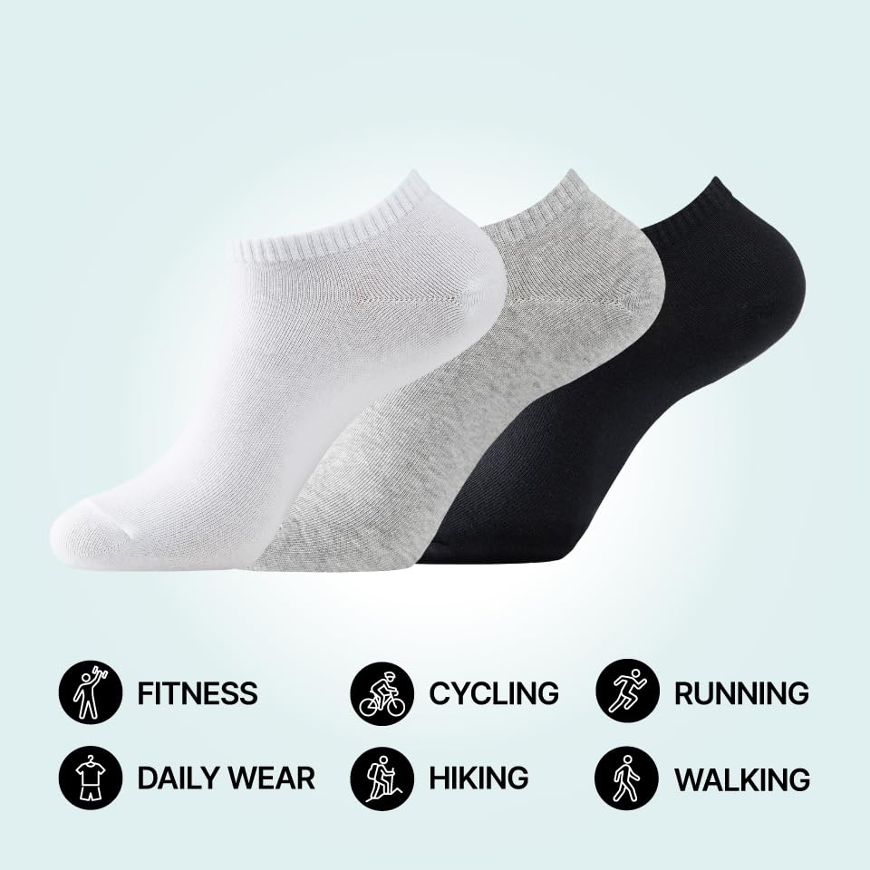 Image of MONFOOT Men's /Women's 10-20 Pairs Thin Cotton Low Cut Ankle Socks, Multipack