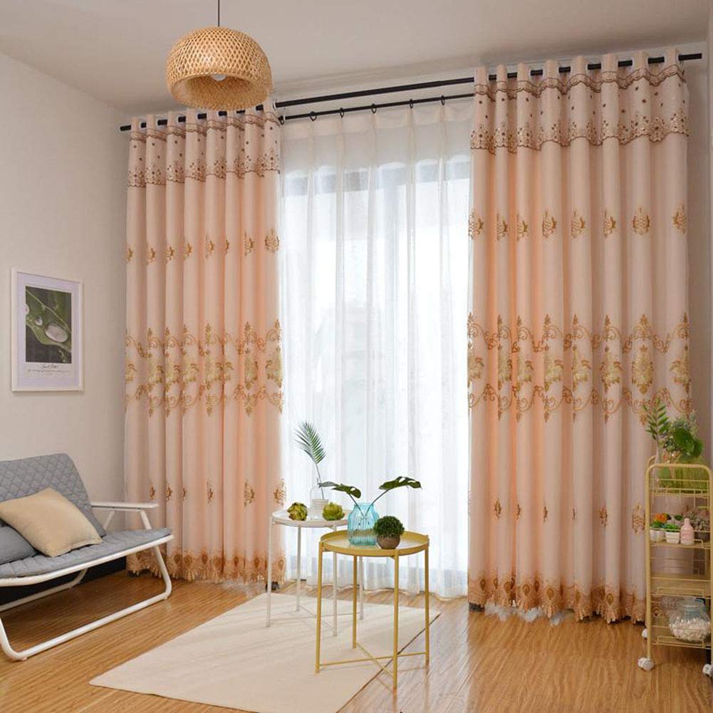 Cortina opaca y elegante de estilo europeo con bordado refinado para un salón o suite de hotel