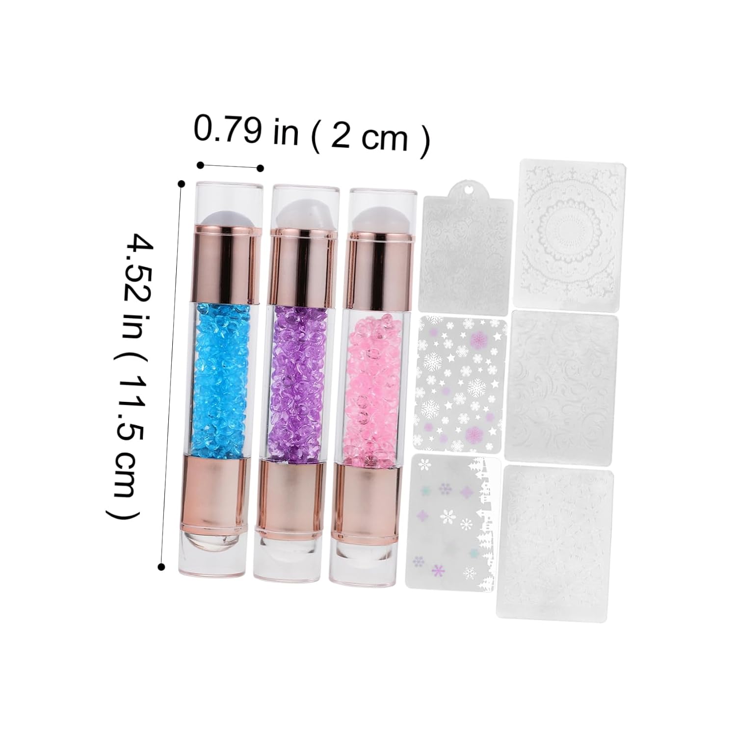 3pcs Dual-Ended Silicone Nail Art Stamper Kit Colorful Acrylic Stamps for Nail Stamping and Manicure Supplies for DIY Art Enthusiasts Random Color