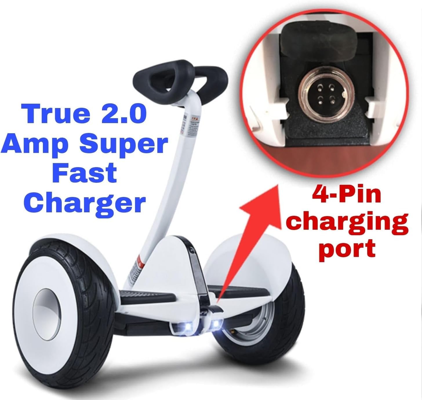 Electric Scooter Charger 4 Prong for Ninebot S/S-MAX/Mini PRO/Mini lite, 63V 2A 4-Pin Connector Battery Charger Replacement Accessories with Ninebot by Segway Go Kart