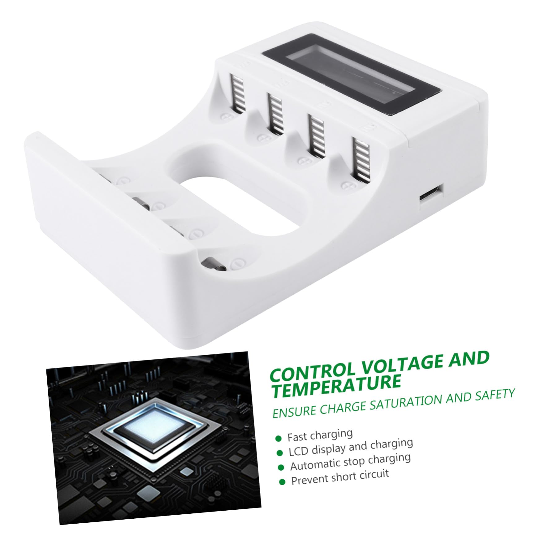 HEMOTON 3pezzi Caricabatterie Lcd Slot Per Batterie Ricaricabili Caricatore Usb Con Display Per Monitoraggio Carica e Protezione Da Sovraccarico Compatibile Con Aa Aaa