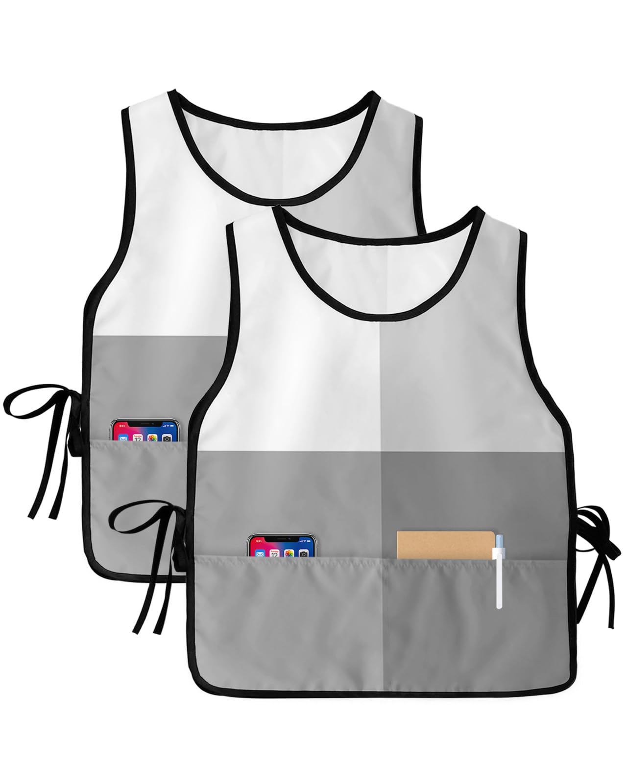 DaringOne Grey Gradient 1 PCS Unisex Cobbler Apron 2 Pockets Vest, 27.5x20 Inch Simple Geometry Four-Grid Texture