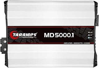 Taramps MD 5000.1 Amplifier 5000 watts RMS 2 Ohms, Monoblock Class D High Efiiciency 1 Channel, Bass Boost, Crossover, High Power Amp, Car Audio System Great for Subwoofers and woofers
