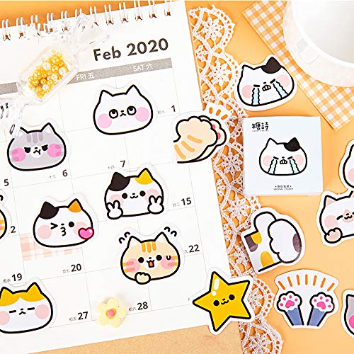 Doraking 45Pcs Cute Boxed Cartoon Cats Diy Decoration Adhesive Paper Shaped Stickers For Laptop Planners Scrapbook Cups Diary Notebooks Album Phone Case (Colored Cats) #TOP2