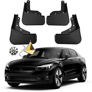 YLOXFW Car Mudguard Mud Flaps for 2021 2022 2023 Polestar 2 Molded Custom Front and Rear Mudflaps Splash Guards Fender Flares Kit 4-PC Auto Accessories,Send 1 Car Wash Towel