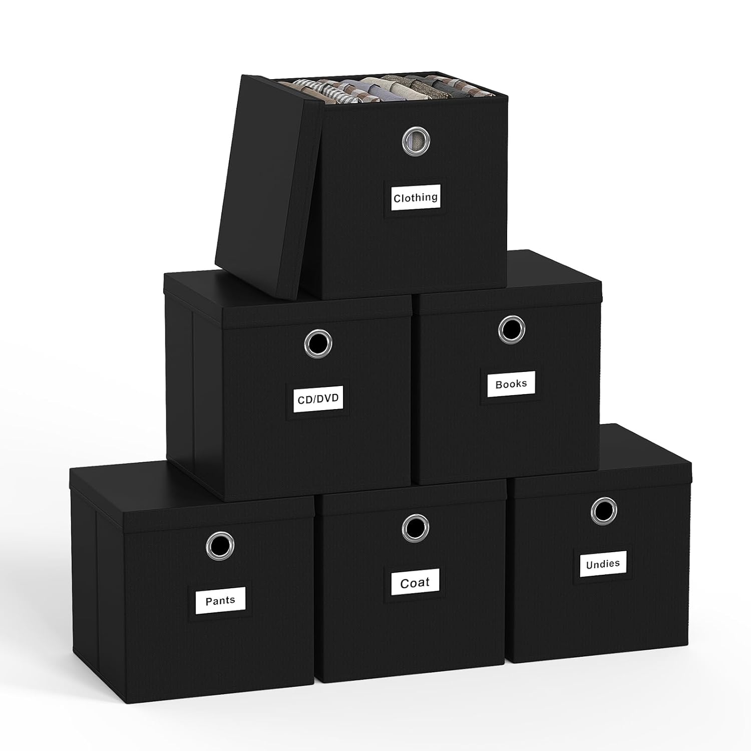 Pezin Hulin Collapsible Fabric Storage Cubes with Lids Foldable Cube Storage Bins for Closet Organzier Lidded Home Storage