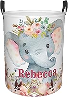 Vista 14 de Cesta de lavandería personalizada con diseño de jirafa, león y flores rosadas, con asas, impermeable, para decoración de dormitorio y baño.