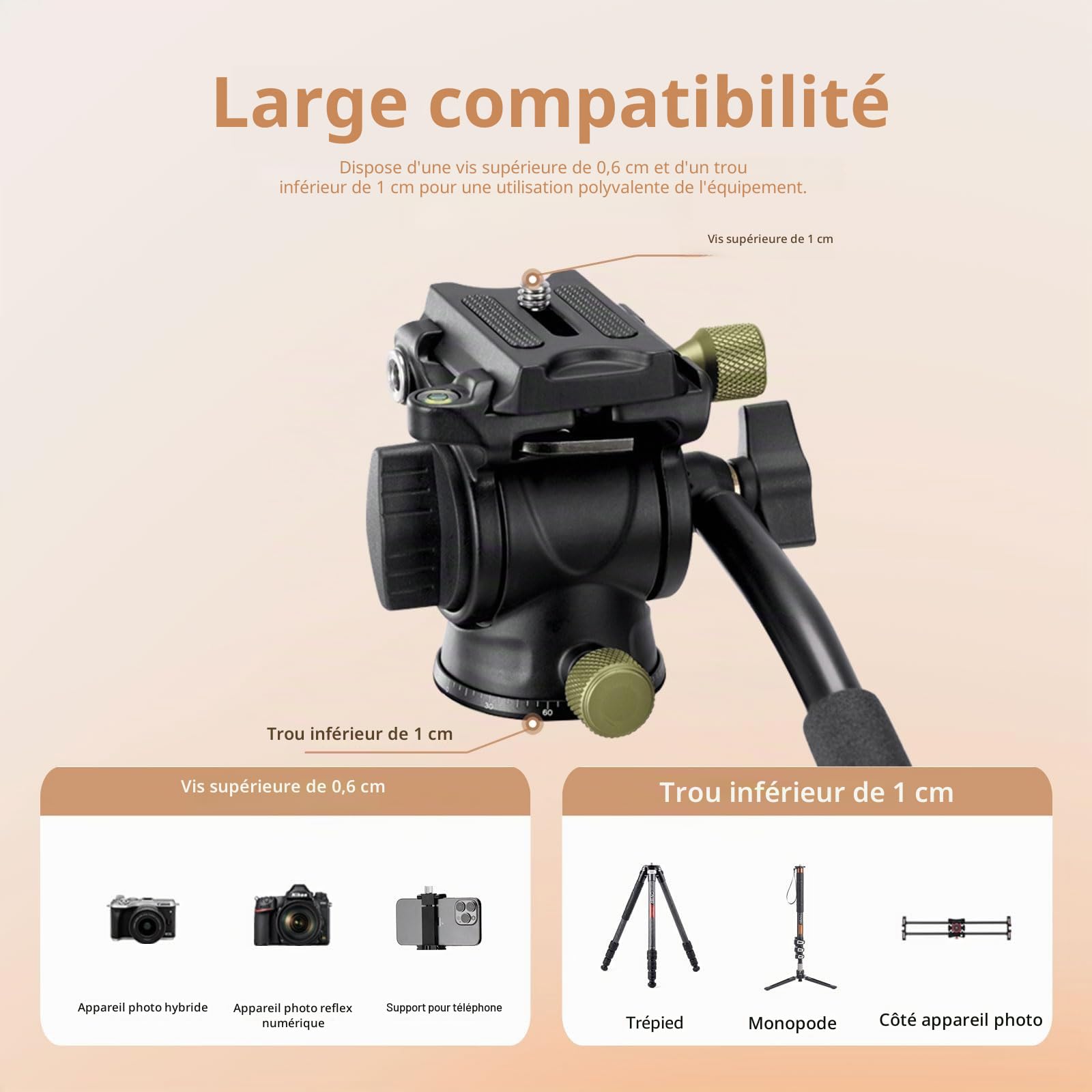 Cayer CH10L Trépied en Fibre de Carbone avec rotule Miniature S1, trépied de Bureau Compact 28", pour appareils Photo sans Miroir, caméscope, téléphone Portable, Webcam