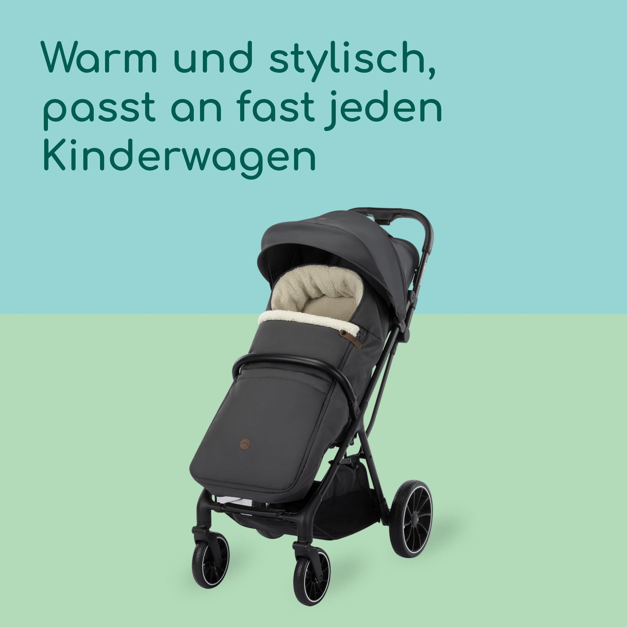 Bebeconfort Fußsack Kinderwagen, Universal Passform, Mineral Graphite | Winterfußsack Kinderwagen, Weiche Plüschstoffe, Ab Geburt - 3 Jahre (0-15 kg), Standard-Befestigungslöcher, Maschinenwaschbar