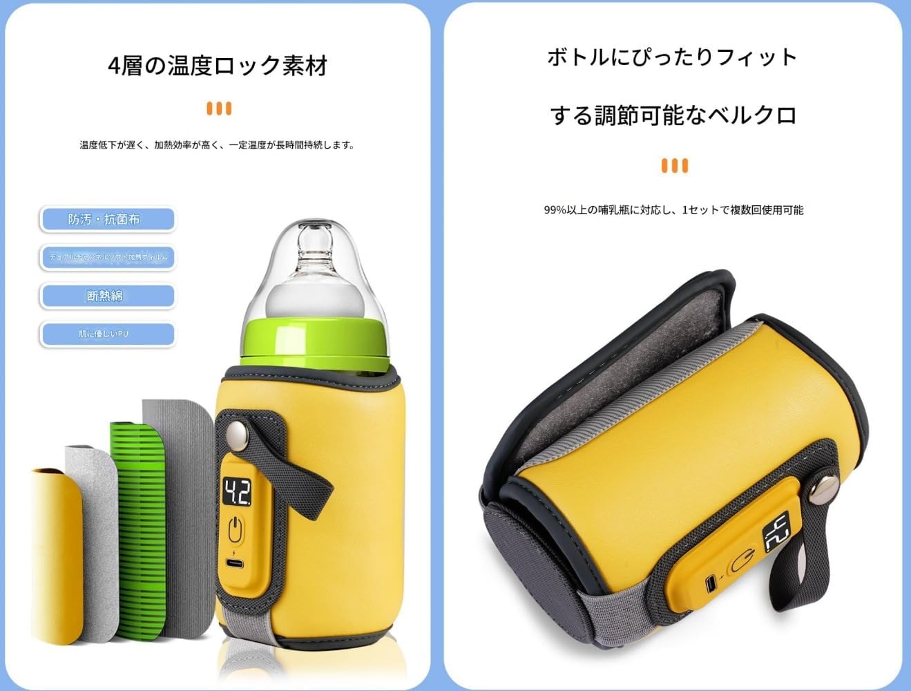 Sivro ミルクウォーマー 18Wアダプター付き 5段階温度調節 哺乳瓶ウォーマー 急速保温 加熱 ボトルウォーマー 持ち運び簡単