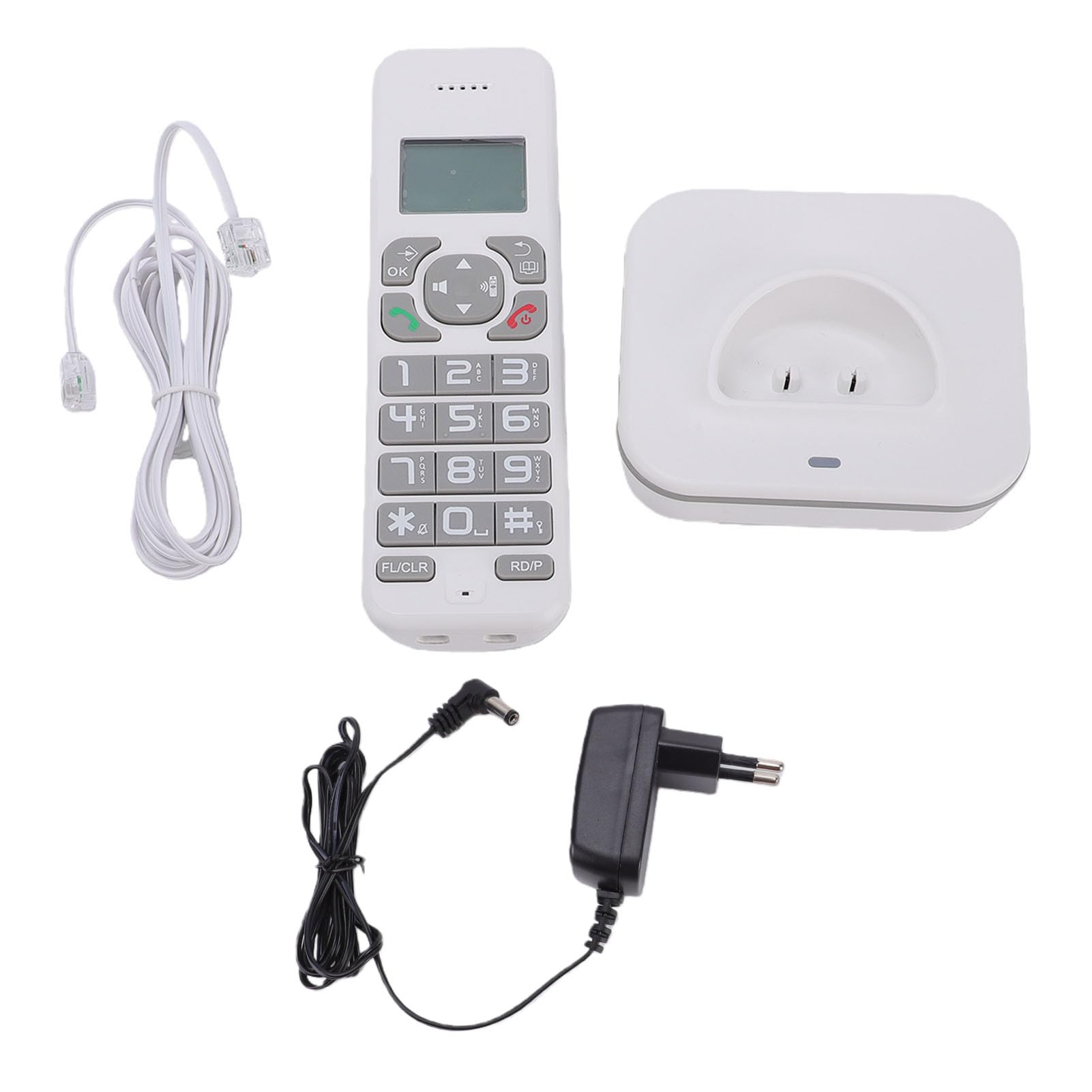 Bewinner Telefono Fisso Cordless con Pulsanti Grandi, Display LCD, Blocco Chiamate, 10 Suonerie, Vivavoce, di Cornetta Espandibile per Casa, Ufficio, Anziani e Aziende (Spina europea)