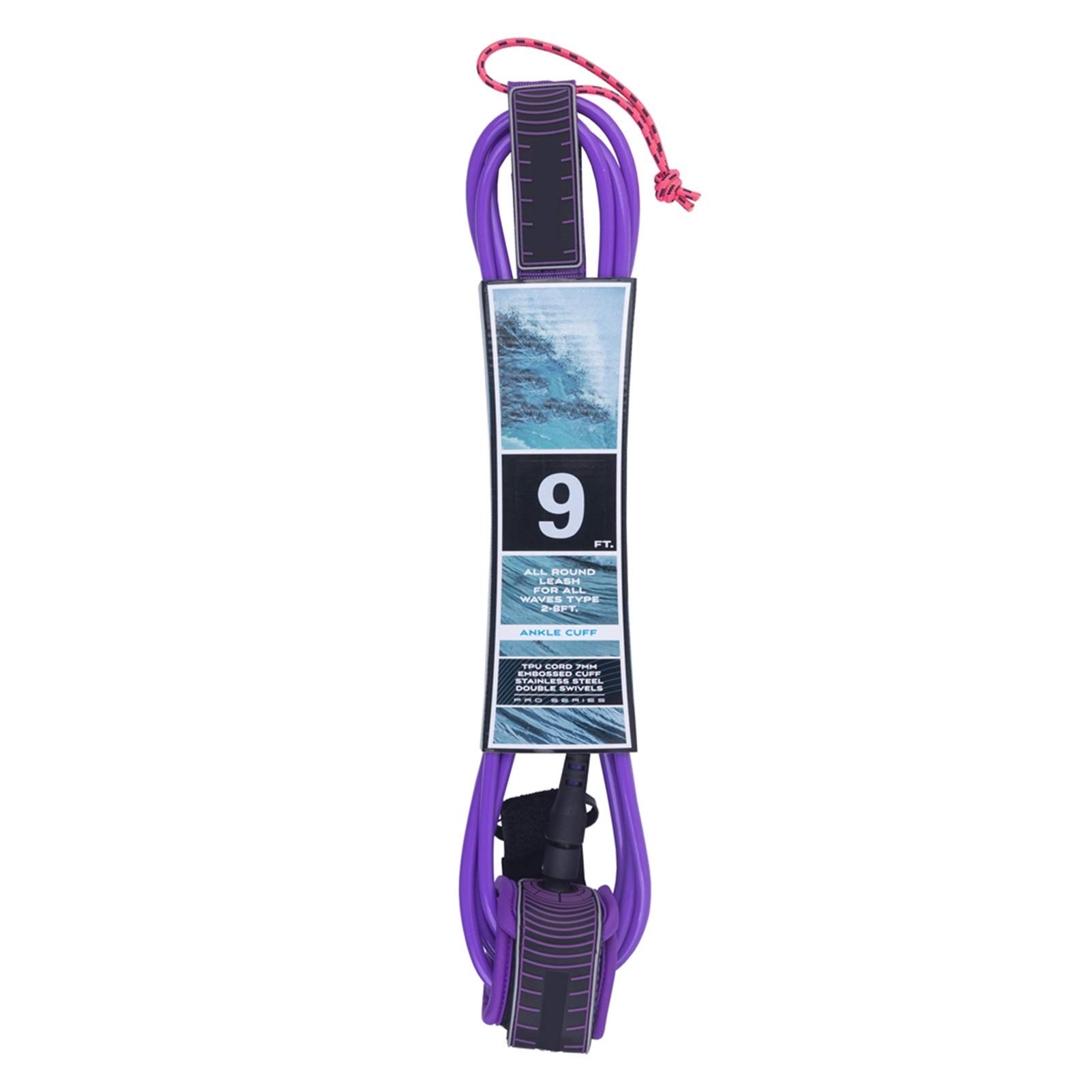 Correa de surf Cordón de seguridad de la pierna de la cuerda de la cuerda del pie de la correa de 9 pies de la correa de los tobillos de 9 pies 7 mm TPU TPU Double Swivels Surfing Cuerda de surf Sup l