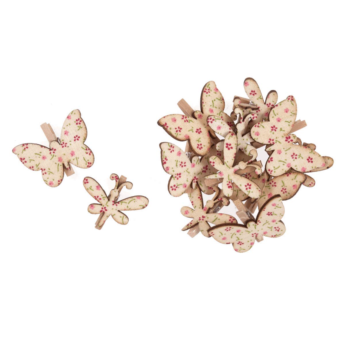 Pack of 12 Butterfly and Dragonfly Decorative Pegs