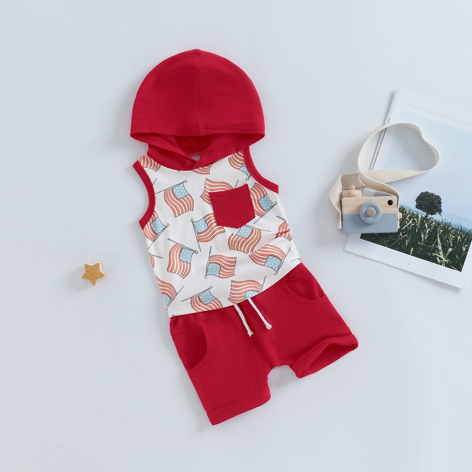 Monag Short Sleeve Tshirt 3 Piece Set (Red, 3-6 Months)