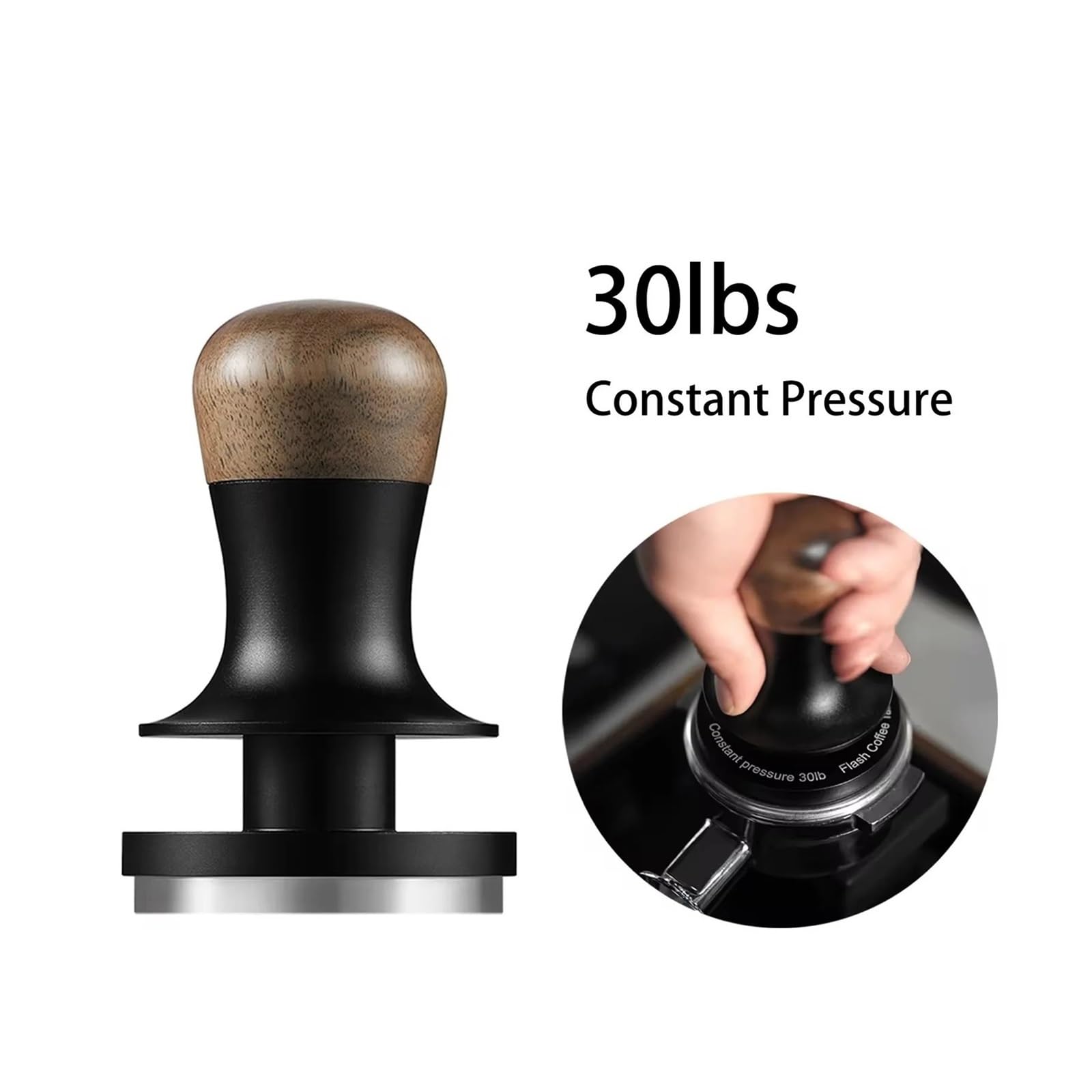 Prensa De Café A Presión Constante De 30 Libras, 51mm, 53mm, 58mm, Prensas Planas For Espresso Con Herramienta De Barista Con Resorte Calibrado(53mm,Thread set)