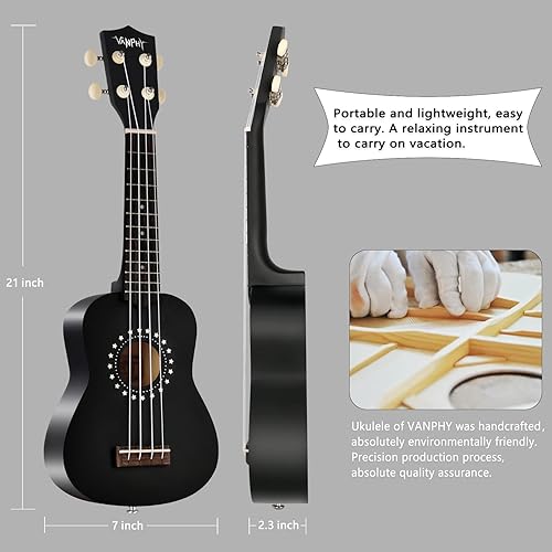 Miniatura 5 de VANPHY Ukelele soprano para niños principiantes con bolsa de concierto Uke de 21 pulgadas para principiantes soprano hawaiano Ukalalee pulido para