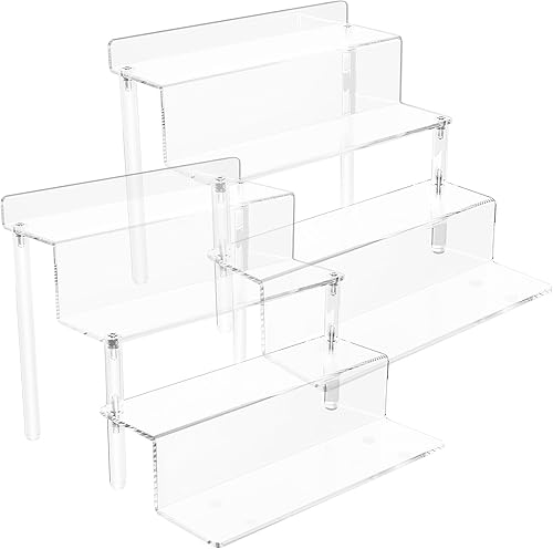 Miniatura 8 de Albumgit Elevadores de exhibición de acrílico, 8 piezas de soporte de mesa rectangular transparente para figuras de Amiibo Funko Pop,