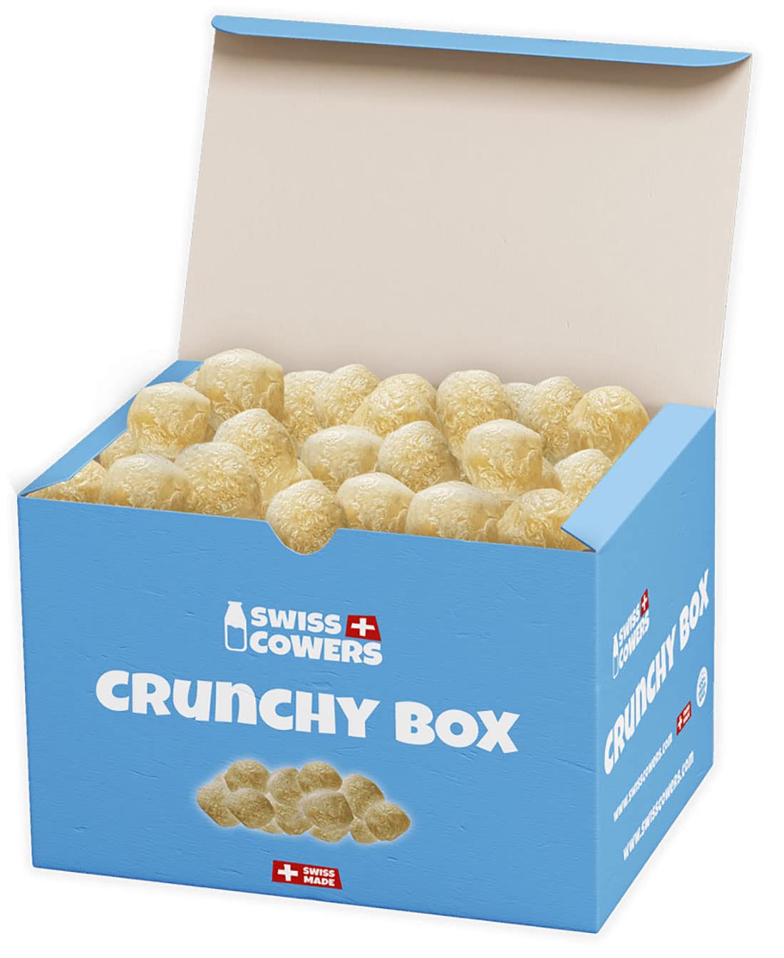 Swiss Cowers Käse Crunchies | 100% Schweizer Milch | perfekt für Junge & ältere Hunde | Zahnpflege | ohne Laktose | Unwiderstehlich knusprige Käse Hundesnacks (350g Box)