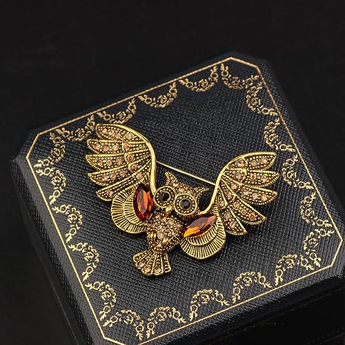 Image of Kokoma Retro Owl Brooch Pin for Women Men Rhinestone CZ Vintage Bird Badge Lapel Pins Corsage Animal Badge Shawl Clip Pins for Cloth Suit Dress Accessories