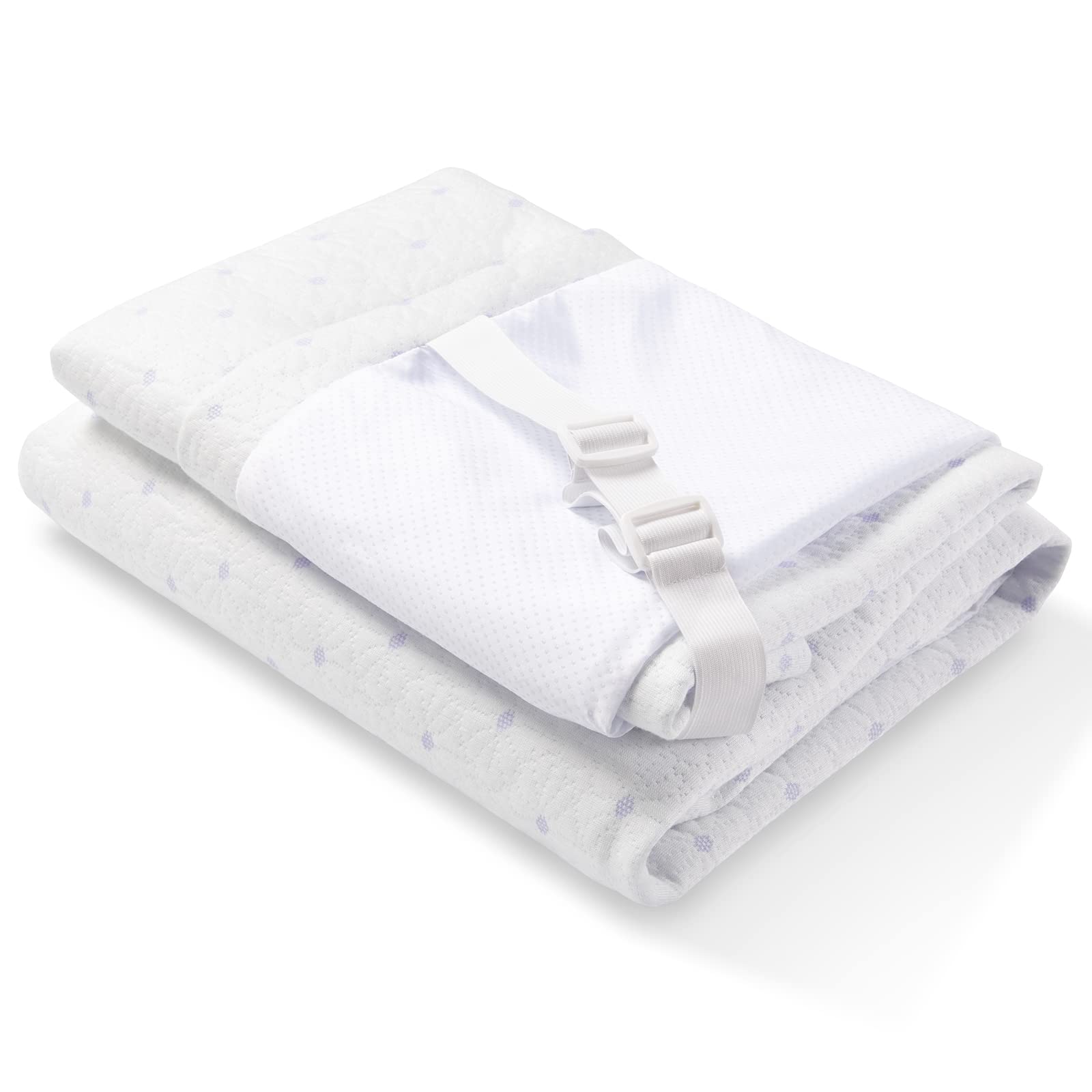 Mattress Topper Cover Twin, Lavender Infused Premium Bamboo Zippered Cover for Mattress Topper with Adjustable Straps, Ferlizer 3 Inch Twin Mattress Topper Protector