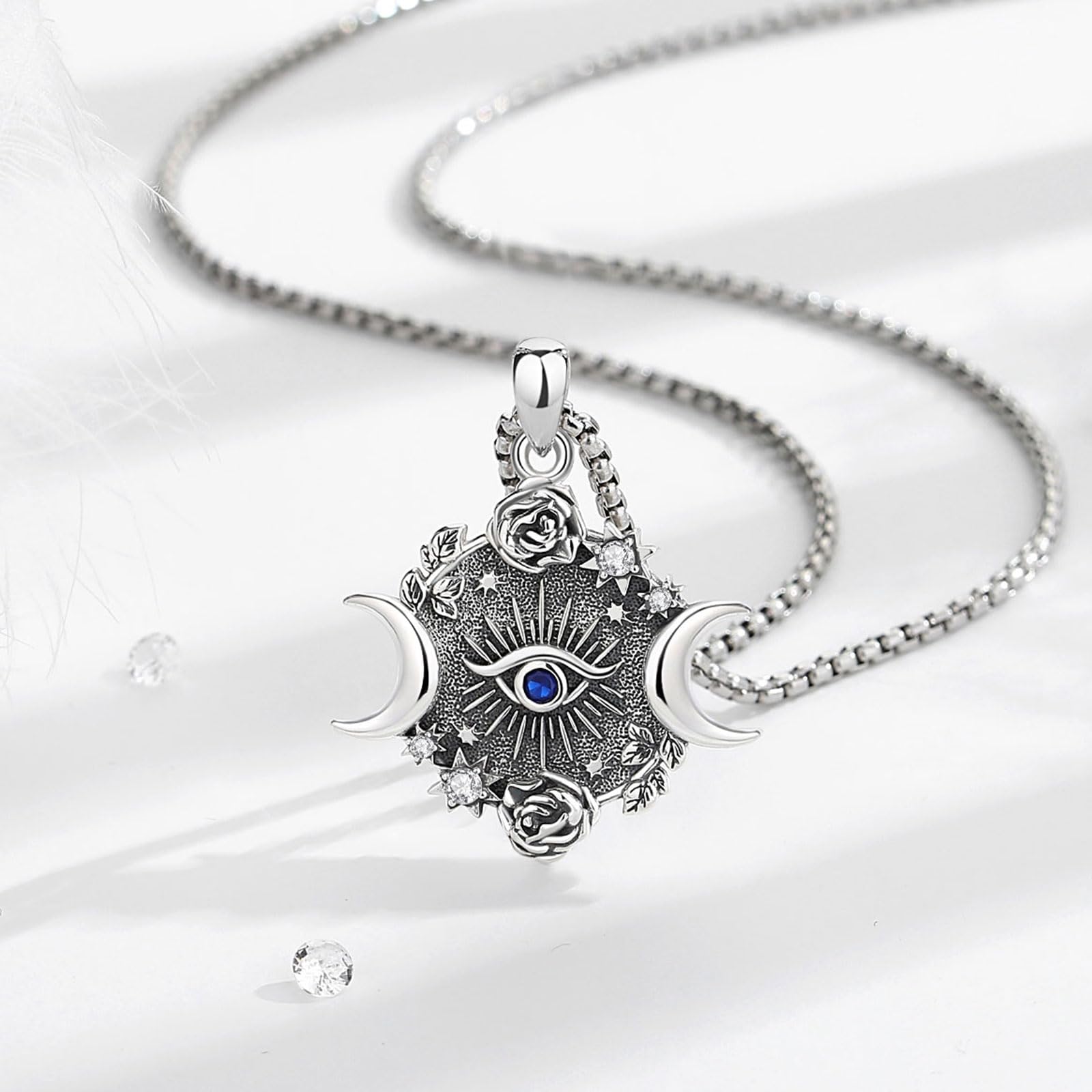 CELESTIA Esoterismo Colgante Hecate Collar Bruja Diosa de la Luna Plata de Ley 925 Joyas Brujeria Amuleto Regalo para Mujer Regalo Esotéricos Ocultismo