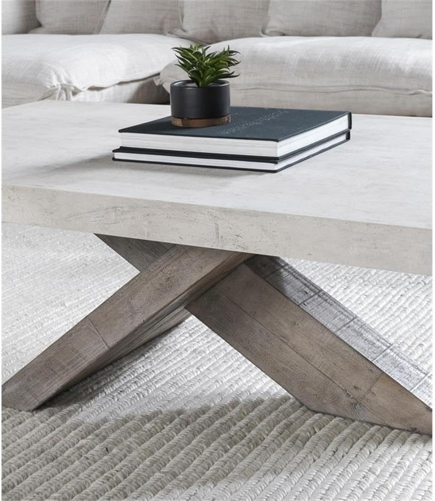 Kosas Home Durant Transitional Wood Coffee Table in Antique White/Corsican Gray