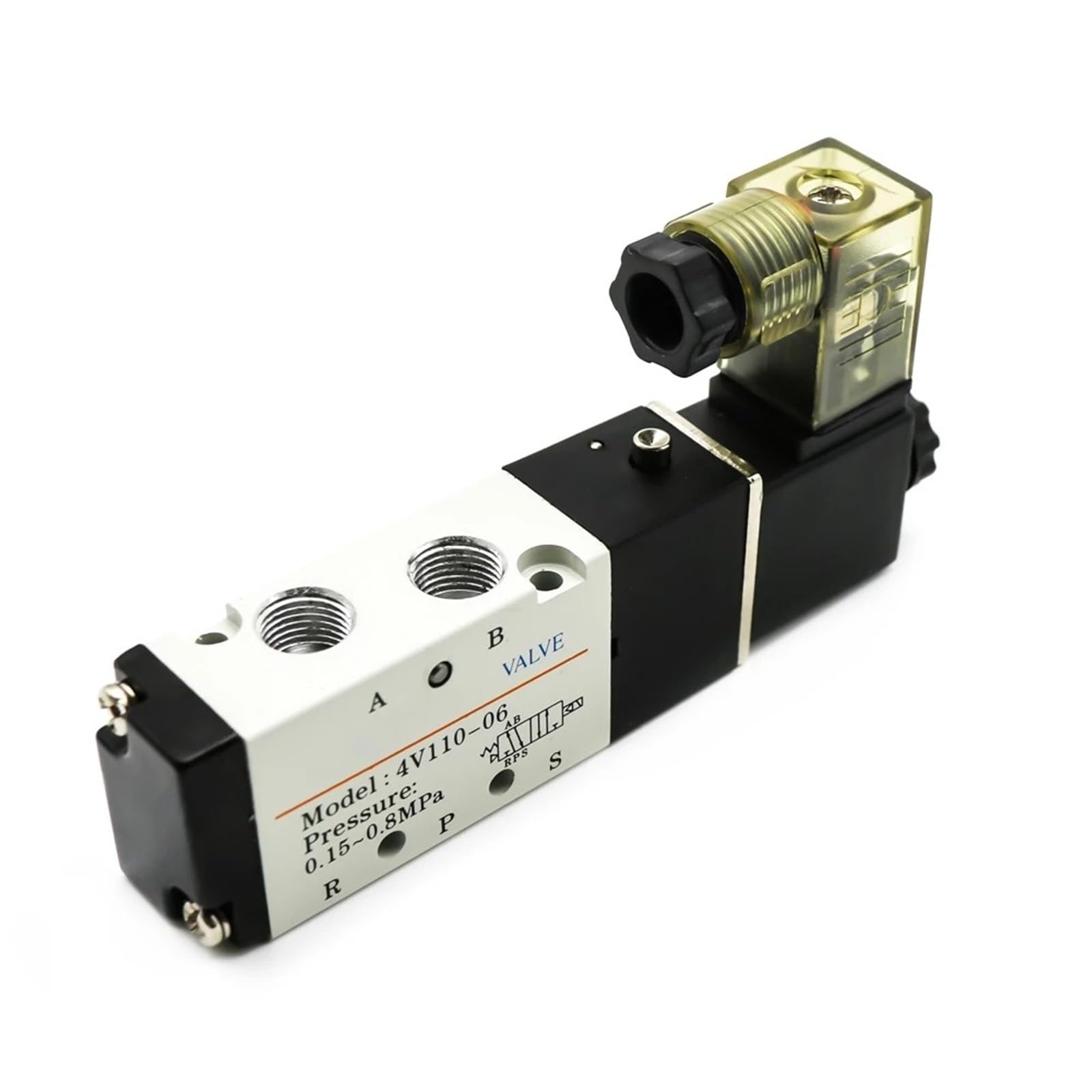 Pneumatyczny zawór elektromagnetyczny 4V110-06, 1/8 cala, 5-drożny port, 2 pozycje, elektryczne zawory magnetyczne do gazu i powietrza, DC12V 24V 110 V220V, cewka woltowa (Wire w 8 mm, DC 12