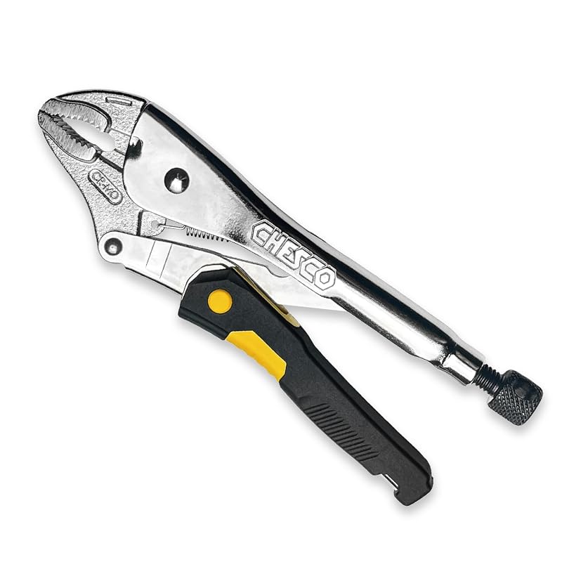 Kit de Alicates de Pressão CHESCO em Aço Cr-Mo, Mandíbula Curva e Bico Longo, 25,4 cm e 15,2 cm, 2 Peças