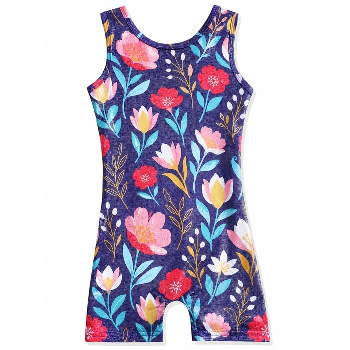 HOZIY Gymnastics Leotards for Girls with Shorts Toddlers Biketards Rainbow Unicorn Dinosaur Mermaid Leopard Flower Galaxy