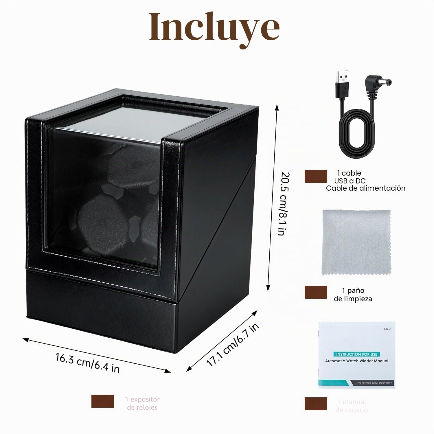 Mcbazel Watch Winder,Caja para Reloj Automático Individual de Lujo con Motor Silencioso, 2 Modos de Rotación, Caja de Cuero para Relojes Mecánicos, Expositor de Colección, Regalo Ideal.