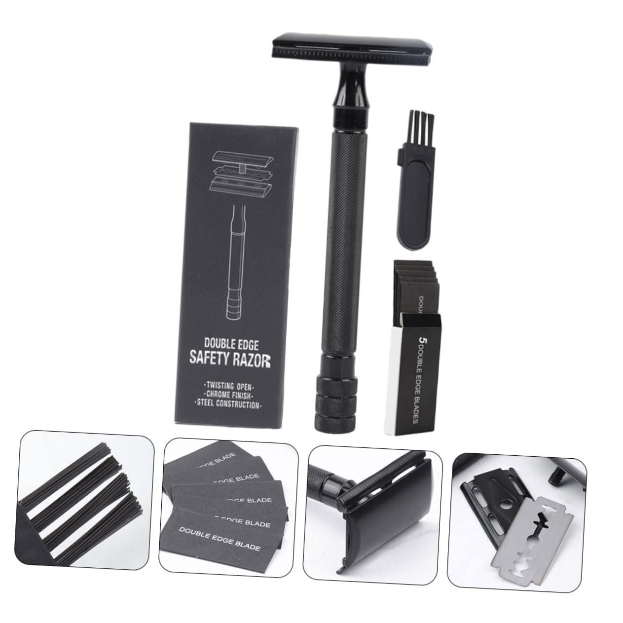 Healeved 3sets Rasoio Sicurezza Manuale Doppio Taglio Impugnatura Antiscivolo e Scatola Per Viaggio Rasoio Barbieri Per e Ascelle Panno e