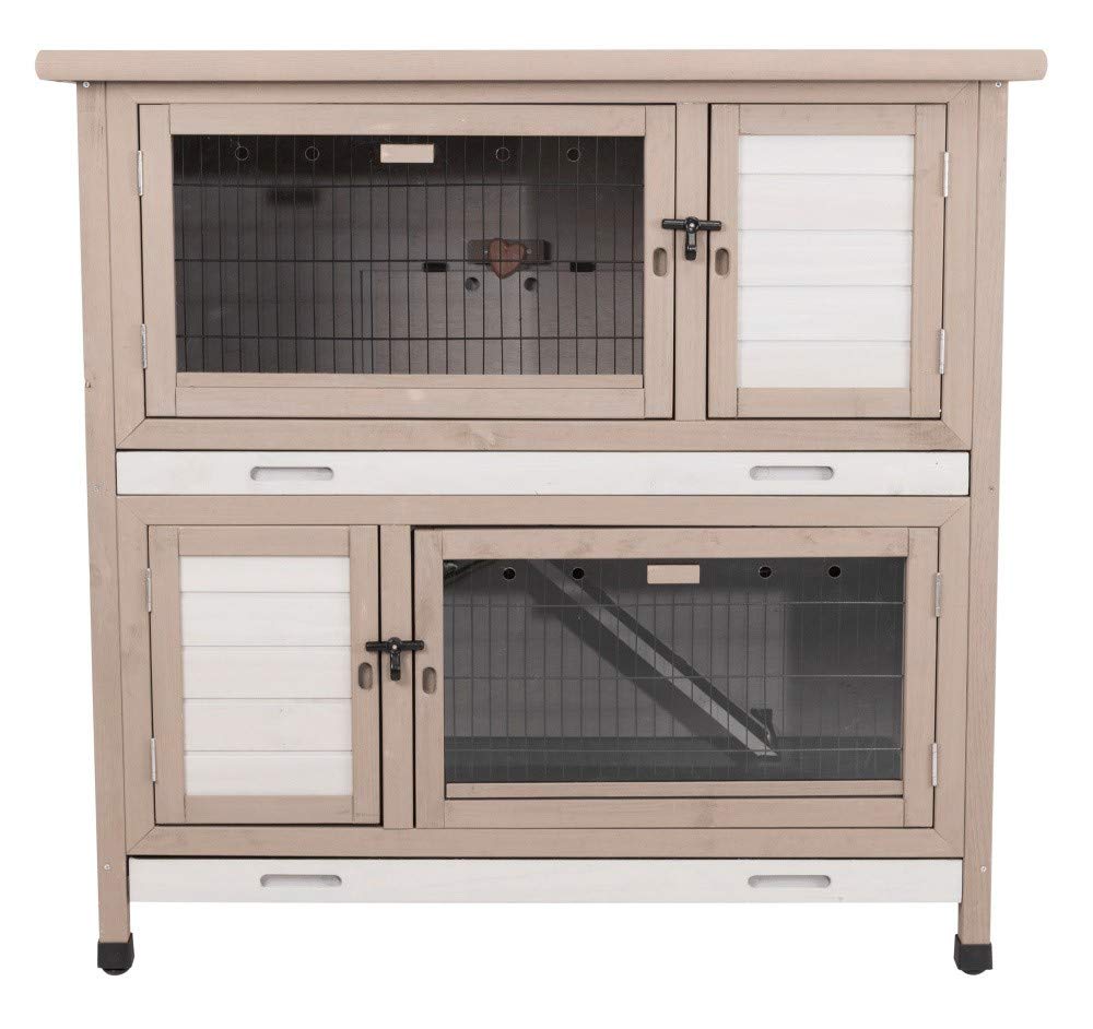 Trixie Natura Kaninchenstall mit Isolierung, 116 x 113 x 65 cm, grau