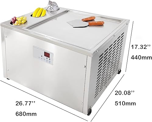 Miniatura 2 de Kolice Máquina de helado frito cuadrado individual de 18 x 18 pulgadas con 3 tanques, máquina de helado en rollo de descongelación automática, PCB
