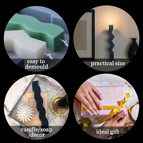 Vista 5 de Moldes de silicona para velas, molde único de resina de silicona para pilar aromaterapia, velas, jabón, cera de jabón, molde de fundición epoxi