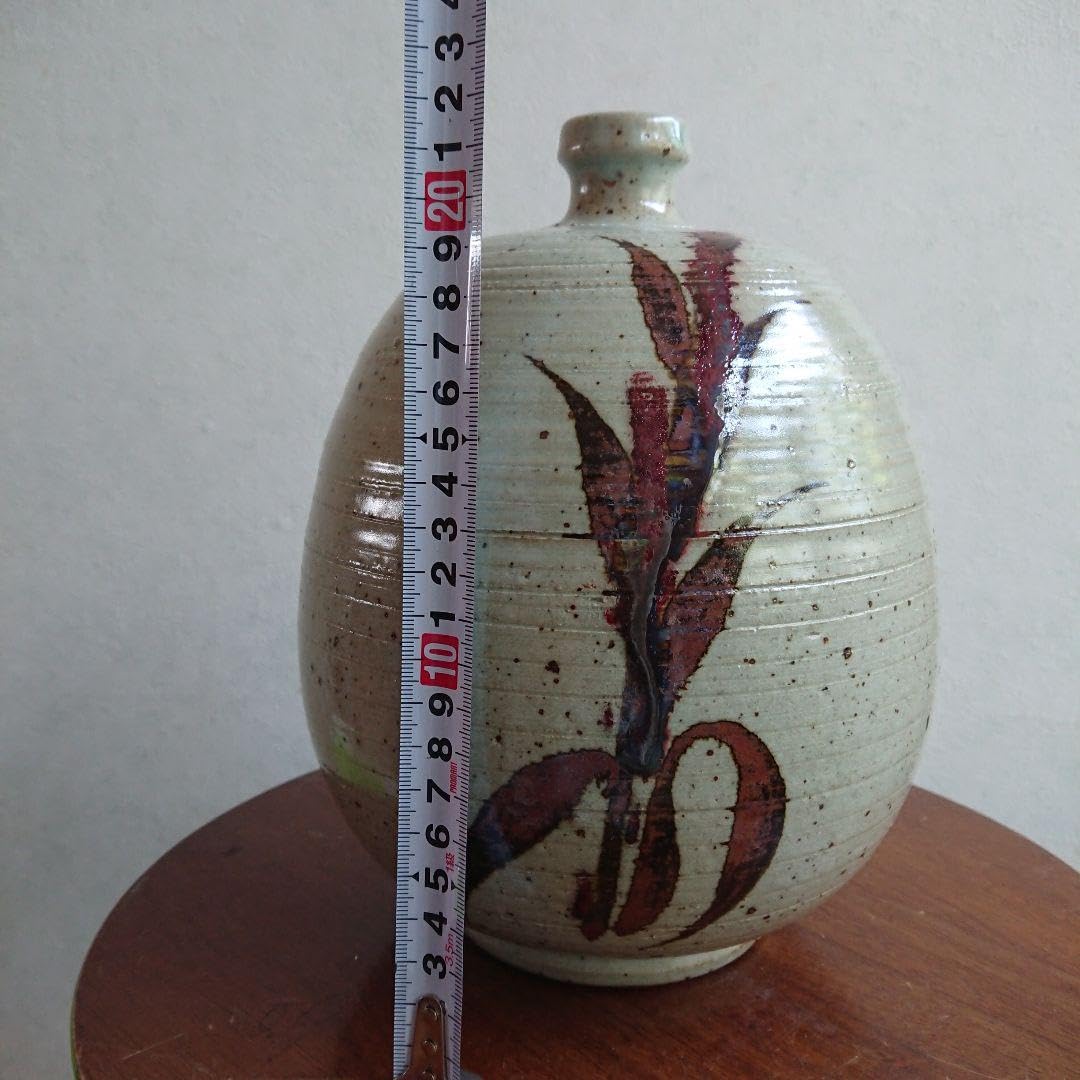 丸田正美作　黒牟田窯　塩釉　呉須流し文　大壺　花瓶　共箱　東急百貨店35万円 丸田正美作 黒牟田窯 塩釉 呉須流し文 大壺 花瓶 共箱