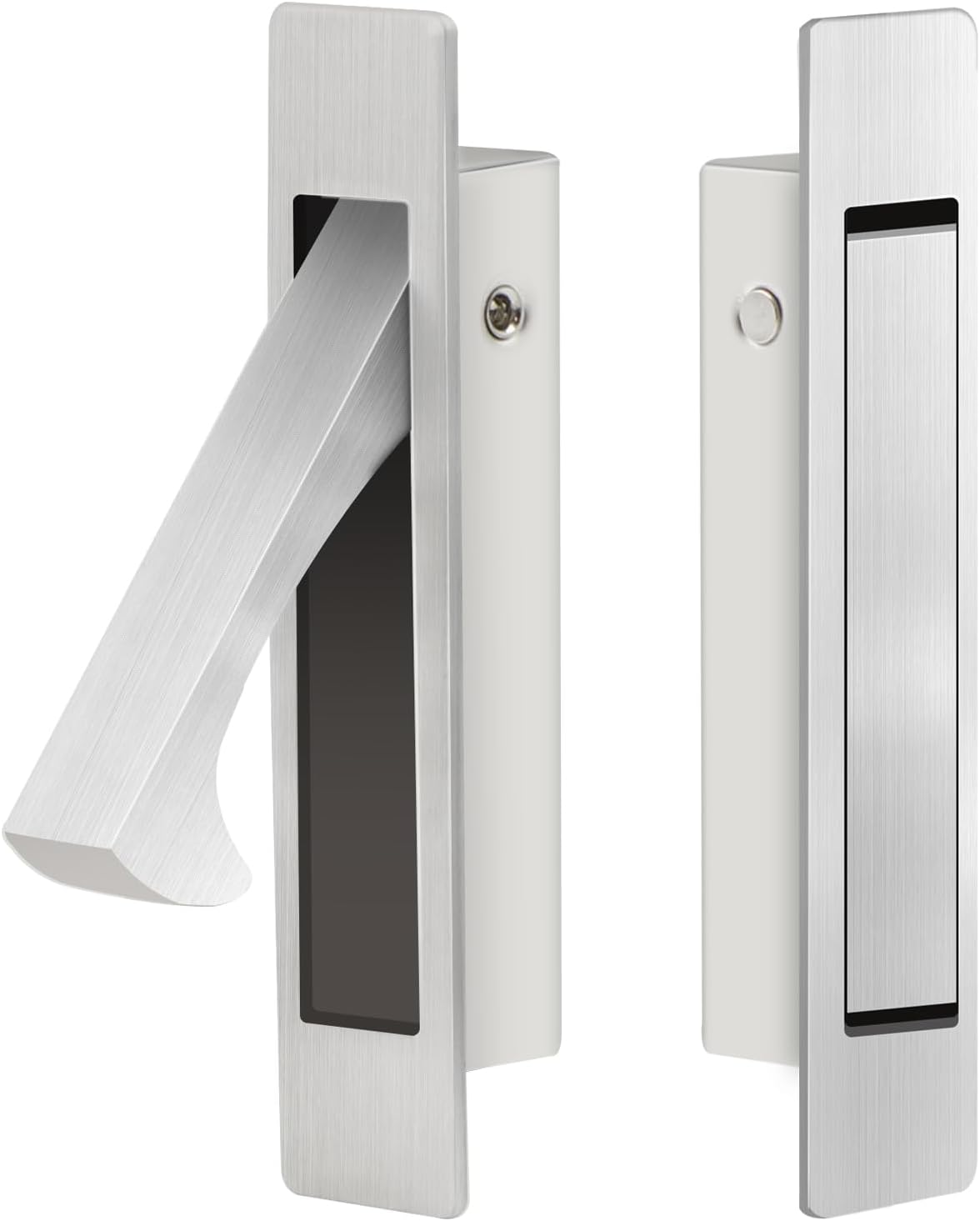 Dontay Pocket Door Pull Handle, Edge Pull, Professional Stainless steel 304, Flush Mount Door Pull for Pocket Sliding Door (Satin Nickel, 2)