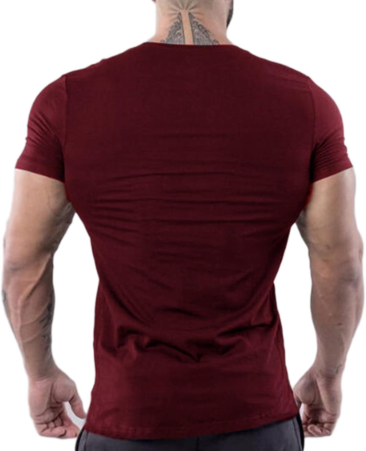 ZUEVI Men's Workout T Shirts Slim Fit Athletic Bodybuilding T-Shirts Muscle Short Sleeve V Neck Tees - Image 2