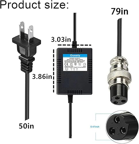 Miniatura 2 de AC17VX2 1500mA para mezclador de consola mezcladora Adaptador de corriente alterna Conector de 3 pines Enchufe para Yamaha