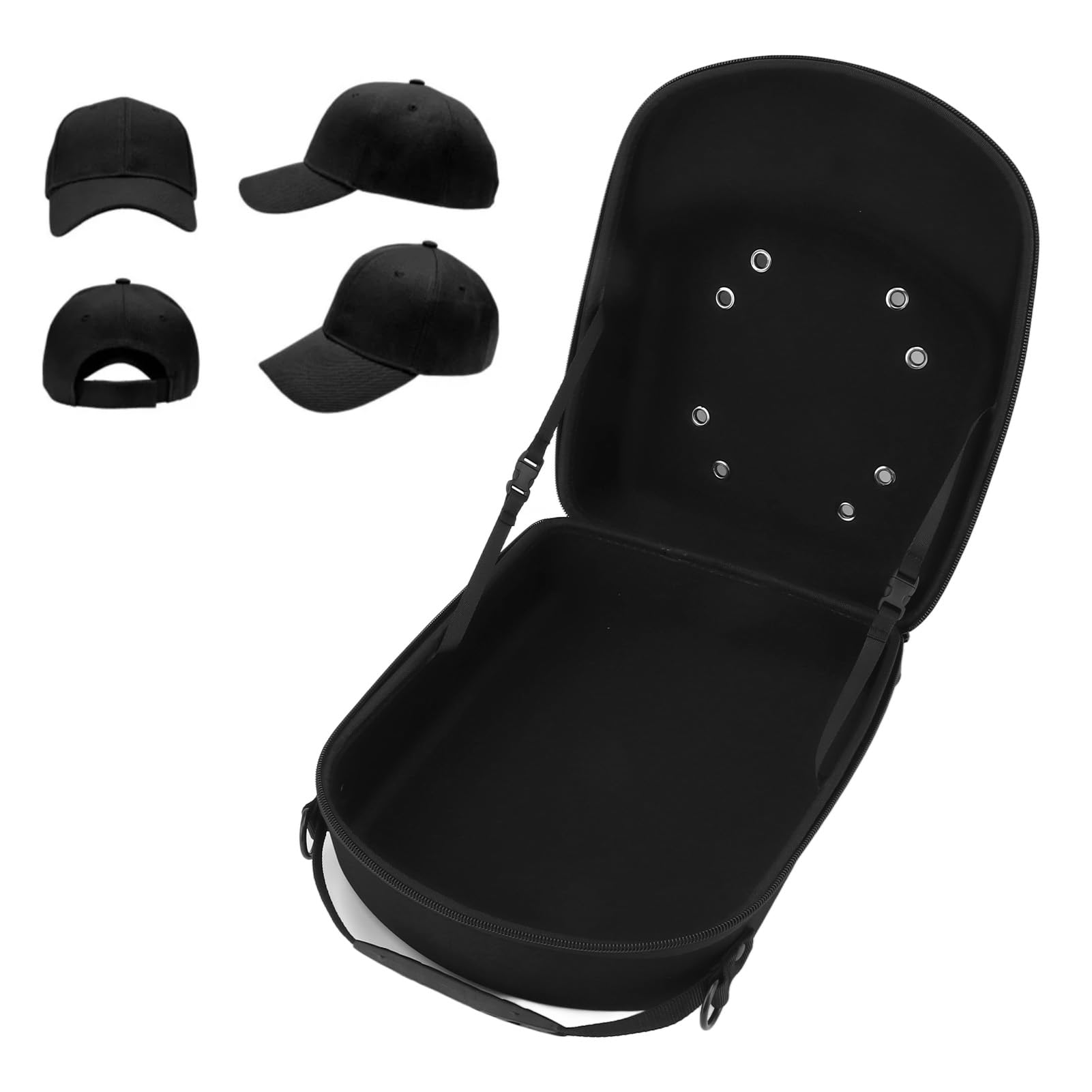 lyrlody Funda de Viaje para Sombrero, Estuche para Sombreros de Viaje Portátil Protector para Gorras de Béisbol Funda Rígida EVA con Correa Ajustable