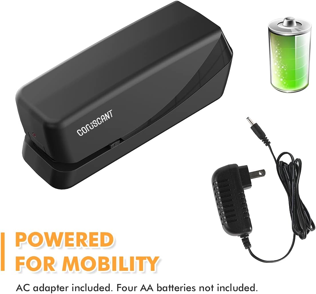 Coruscant Electric Stapler,Heavy Duty Automatic Stapler,25 Sheet Capacity,Desktop Stapler AC or Battery Powered for Professional Home Office Use（Black） : Office Products