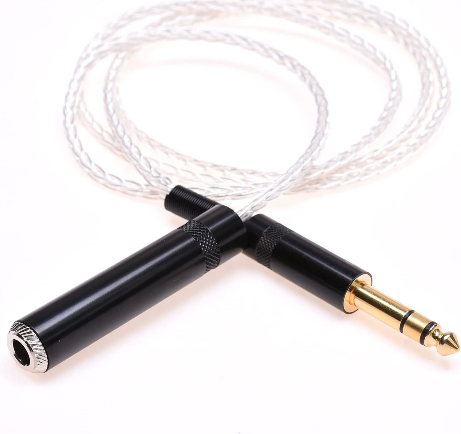 1/4 6.35mm Male to 6.35mm Female Headphone Extension Cable 8Cores Silver Plated HiFi Cable Audio Adapter (6FT, Clear)